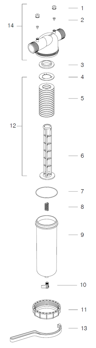 11/2" super disk filter spare parts chart