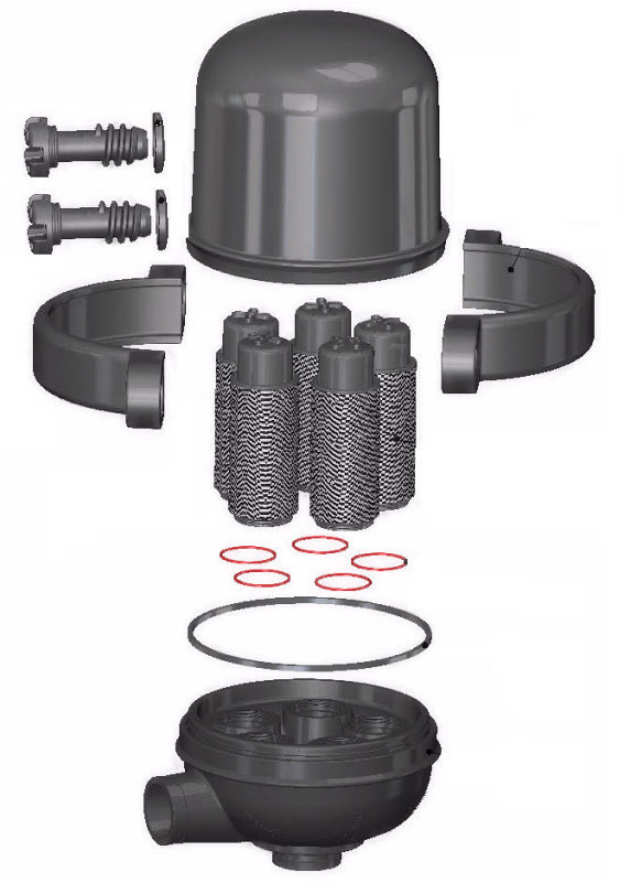 4" GALAXY PP GRV Complete POD With 5 x Spines (discs filtration elements)