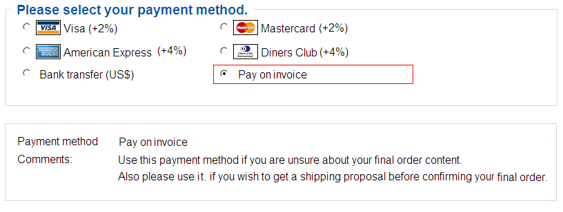 Pay on invoice