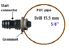 line start connector drilling pvc with grommet